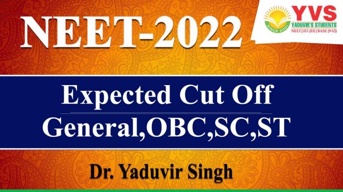 Watch Video NEET 2022 EXPECTED CUT OFF GENERAL, OBC, SC, ST | YVS SIR