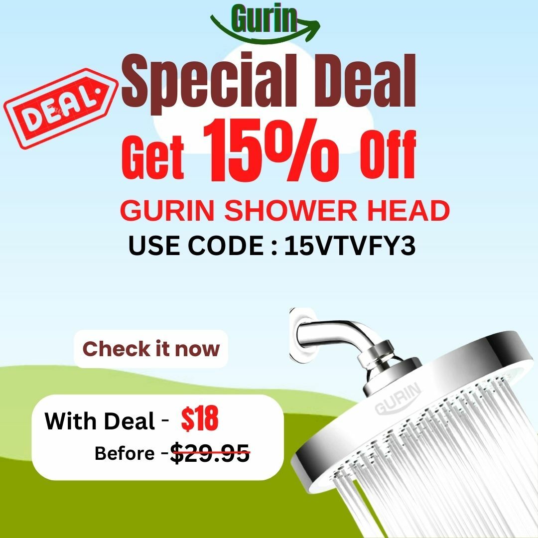 Get 15% off on Gurin High-Pressure Rain Shower Head 